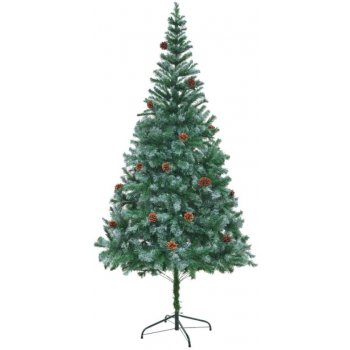 Umělý vánoční stromek se šiškami a bílými třpytkami 150 cm 284317