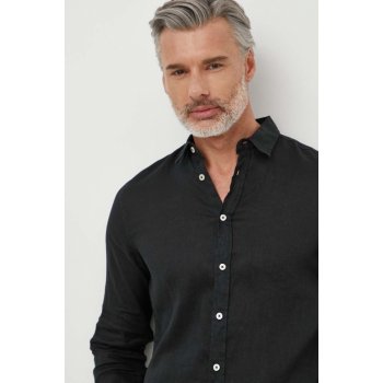United Colors of Benetton lněná košile regular s klasickým límcem 5BKU5QJG8 černá