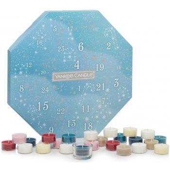 YANKEE CANDLE Adventní věnec čajové svíčky 24 kusů + svícen Vánoční dárková sada