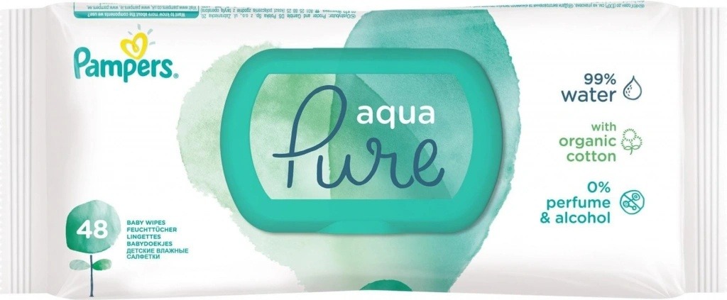Pampers Aqua Pure dětské čisticí ubrousky 48 ks