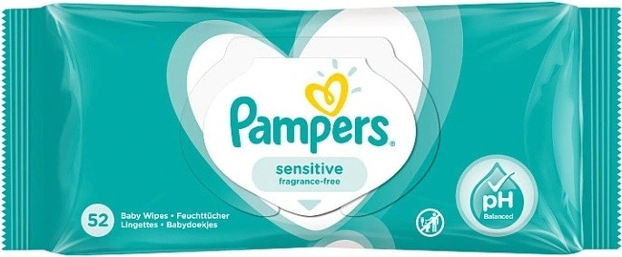 Pampers Sensitive dětské čisticí ubrousky 12 x 52 ks