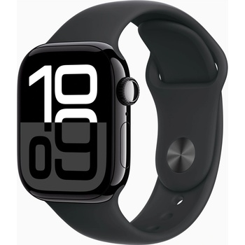 Apple Watch Series 10 42mm klavírně černý hliník s černým sportovním řemínkem S/M MWWE3QC/A
