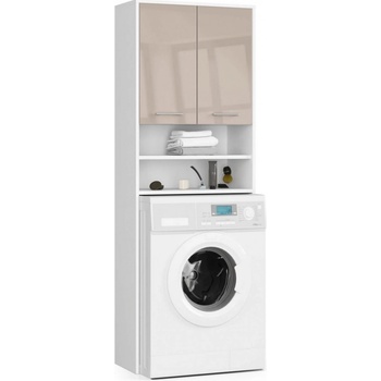 Ak furniture Koupelnová skříňka nad pračku Fin bílá/cappuccino lesk