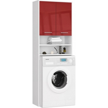 Ak furniture Koupelnová skříňka nad pračku Fin bílá/červená lesk