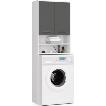Ak furniture Koupelnová skříňka nad pračku Fin bílá/šedá