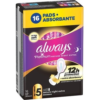 Always Hygienické vložky s křidélky Platinum Secure Night Extra vel. 5 16 ks
