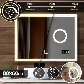 Aquamarin LED zrcadlo se zrcátkem 80 x 60 cm 80585