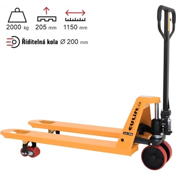 B2B Partner Paletový vozík s délkou vidlic 800 mm, nosnost 2000 kg, pryžová kola