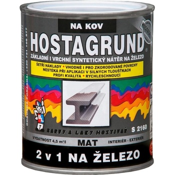Barvy a laky Hostivař HOSTAGRUND 2v1 NA ŽELEZO S2160 0,6L 0101 šedý světlý