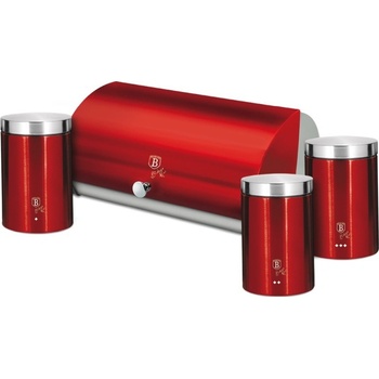 Berlingerhaus Chlebník a sada dóz na potraviny 4 ks Burgundy Metallic Line