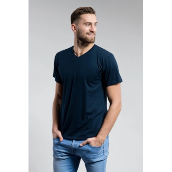 CityZen bavlněné chytré tričko proti pocení výstřih do V navy