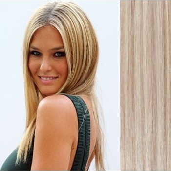 Clip in vlasy 43cm 100% lidské REMY platina/světle hnědá