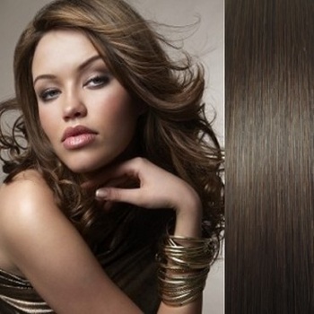 Clip in vlasy 63cm 100% lidské REMY TMAVĚ HNĚDÁ