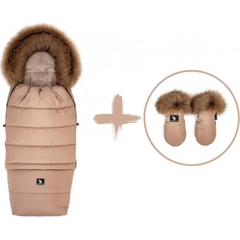 Cottonmoose Set zimní fusak s rukavicemi COMBI YUKON 3v1 Camel kávová