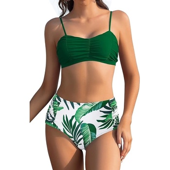 Dámské dvoudílné plavky s vysokým pasem zelená
