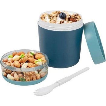 ERBO kelímek na cereálie 650 ml, kelímek na jogurt se lžičkou a víčkem, nepropustný kelímek na