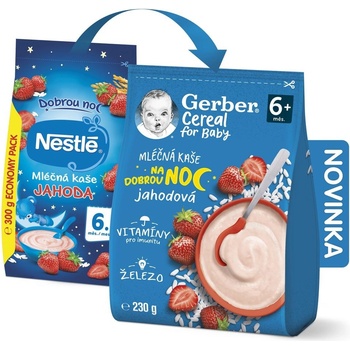 Gerber Cereal for Baby Mléčná kaše na dobrou noc jahodová 230 g