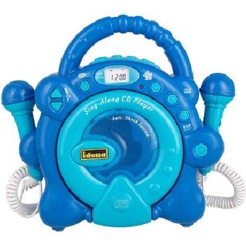 Idena CD přehrávač modrý 2 mikrofony