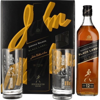 Johnnie Walker Black Label Blended Scotch Whisky 12y 40% 0,7 l (dárkové balení 2 sklenice)