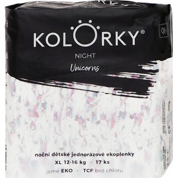 Kolorky NIGHT Jednorožci XL 12-16 kg noční 17 ks