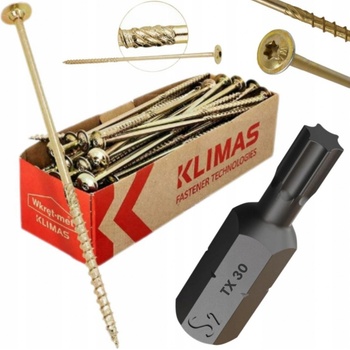 Konstrukční vrut do dřeva KLIMAS 6x120 TORX talířová hlava TX30 bílý Zn (100 ks v balení)