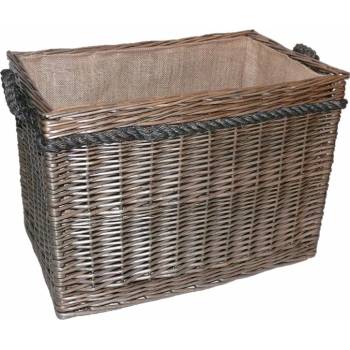 Košíkárna Koš na dřevo proutěný šedý 50x30 cm