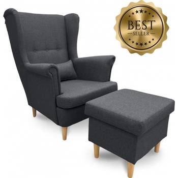 Kupžidle Visby + taburet s úložným prostorem masiv / látka šedá