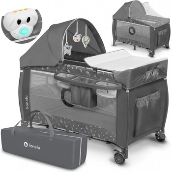 Lionelo Cestovní postýlka Sven Plus Grey Concrete