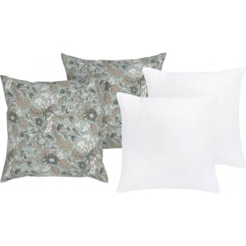 LIVARNO home Sada polštářů a potahů na polštáře Renforcé zelená 4dílná 50x60