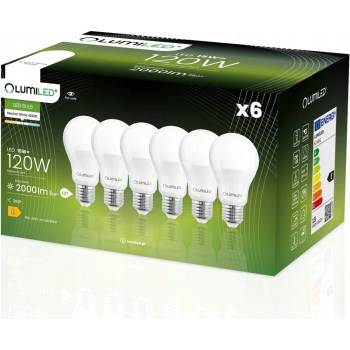 Lumiled 6x LED žárovka E27 A65 15W = 120W 2000lm 4000K Neutrálni bílá 260°