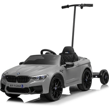 Mamido Elektrické autíčko BMW M5 lakované stříbrné s vodící tyčí