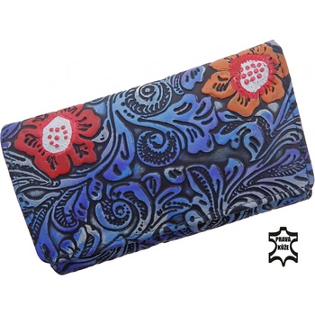 MERCUCIO dámská kožená S RAŽBOU VZOR MODRÁ