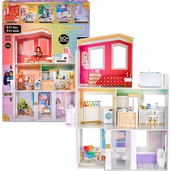 MGA Rainbow High Dřevěný domeček pro panenky s příslušenstvím
