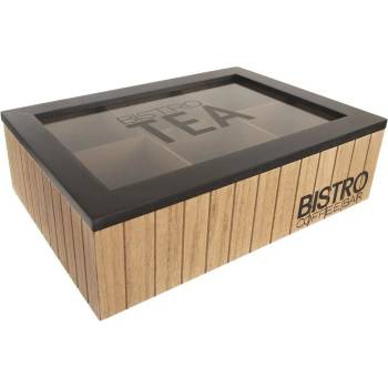 Orion Krabička na čaj, čajový organizér s 6 přihrádkami, dřevo BISTRO