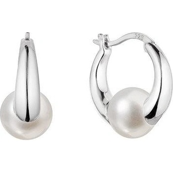 Pavona stříbrné náušnice kruhy s říční perlou bílé 21085.1