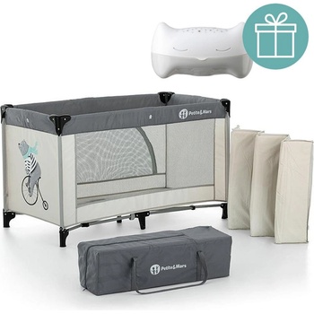 Petite&Mars Cestovní postýlka Nyja Teddy Biker Grey​