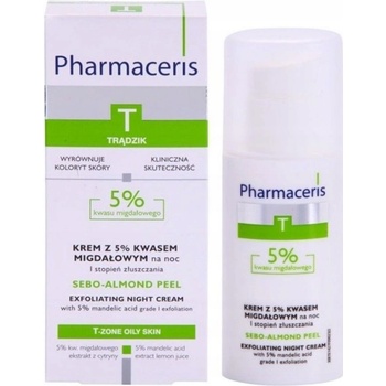 Pharmaceris T-Zone Oily Skin Sebo-Almond Peel noční regulační a čísticí pleťový krém pro jednotný tón pleti (With 5% Mandelic Acid Grade I Exfoliation) 50 ml
