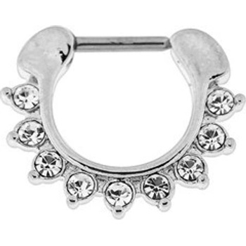 Piercingate piercing do bradavky s kamínky PBR00046 Čirá