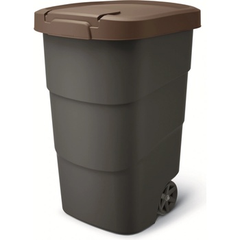Prosperplast Wheeler 95L s kolečky a víkem velký univerzální plastový hnědý