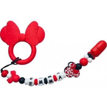 Puntja.cz silikon kousátko mickey and minnie se jménem červená
