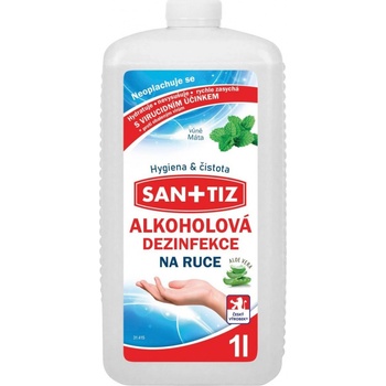 Sanitiz alkoholová dezinfekce na ruce parfém máta obsahuje Aloe Vera 1 l