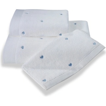 Soft Cotton Malé ručníky MICRO LOVE 32x50 cm Bílá / modré srdíčka 550 gr / m2 Česaná prémiová bavlna 100% MICRO