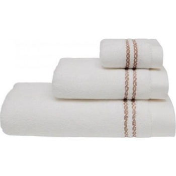 Soft Cotton Malý ručník CHAINE 30 x 50 cm - Bílá / béžová výšivka