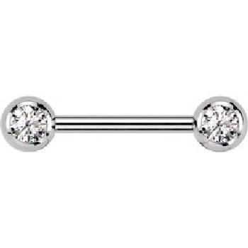 Šperky4U piercing do bradavky TITAN čiré zirkony TIT1435-C