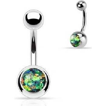 Šperky4U piercing do pupíku banánek zelenozlatý opál BS1058-DG