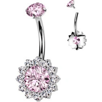 Šperky4U piercing do pupíku titan růžová TIT1351-P