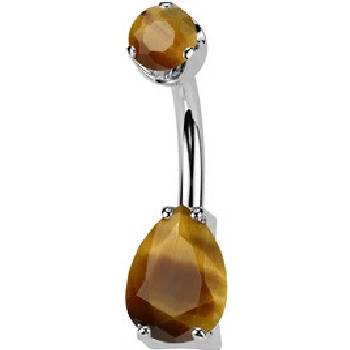 Šperky4U piercing do pupíku titan Tygří oko TIT1554