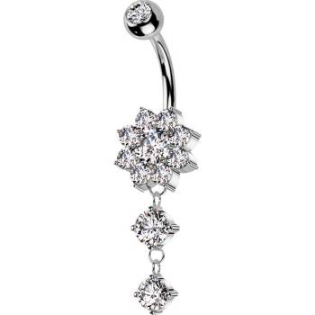 Šperky4U Visací piercing do pupíku kytička WP0068-ST