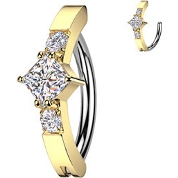Šperky4U zlacený piercing do pupíku se čtvercovým zirkonem WP0093-GD
