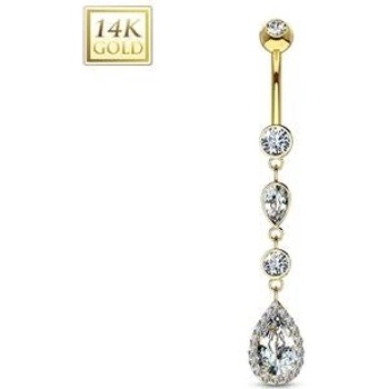 Šperky4U zlatý piercing do pupíku s kubickými zirkony ZL01012-YG
